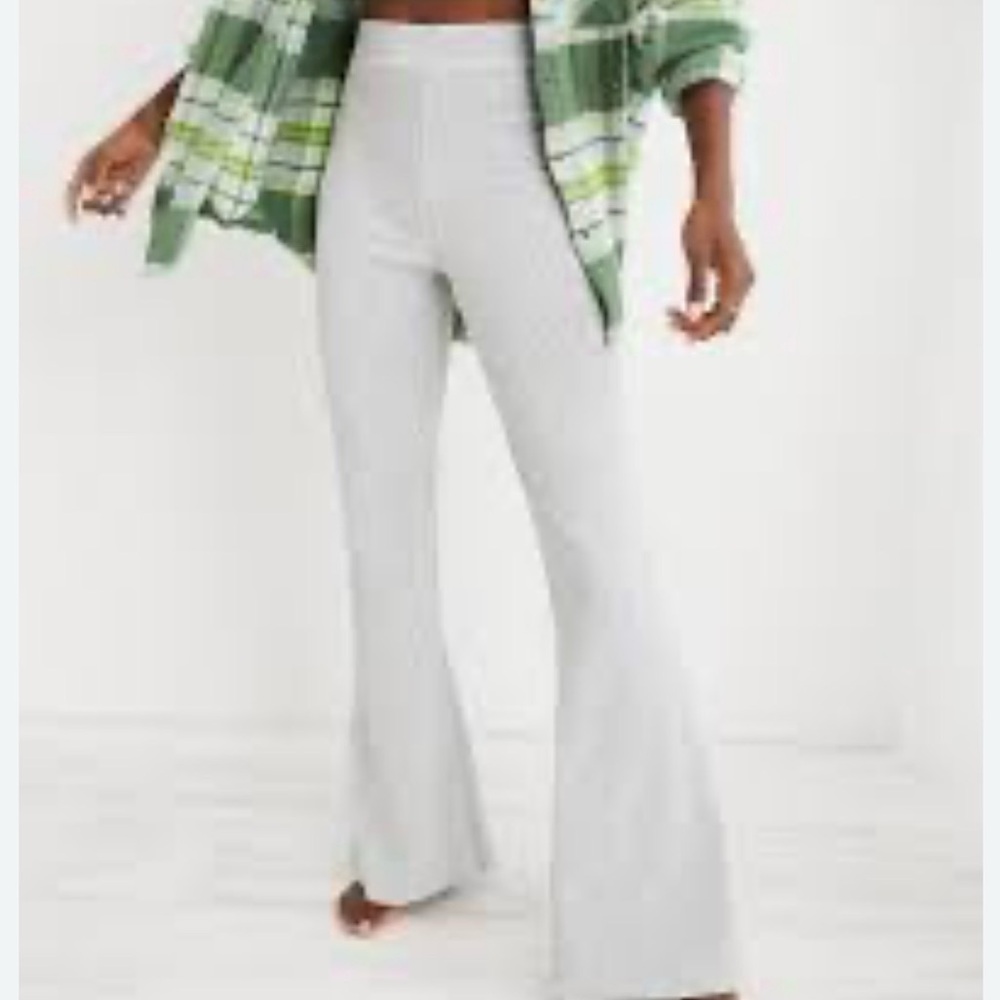 Aerie Light Gray Lounge Flare Pants - Picture 2 of 5